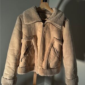 Polyester shearling coat zipper